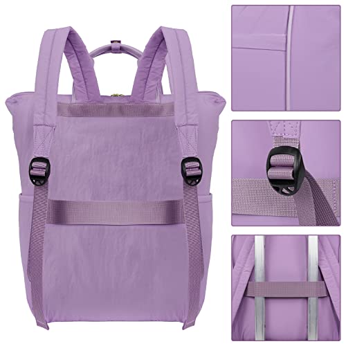 Puffy Tote Bag Backpack for Women, 15.6 Inch Convertible Backpack Tote Waterproof, Lightweight Computer Laptop School Backpack Bookbag Casual Daypack for Girls Ladies Teacher College Student, Purple