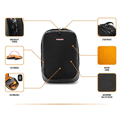 JetPack Slim Backpack for DVS, Mobile, or Club DJ Gig Set, Bag Carry Laptop, Stand, Tablet, Headphone, Vinyl Records, USB Mobile Devices, Needle Case, Cables, Microphone & More. TSA Compliant (Black)