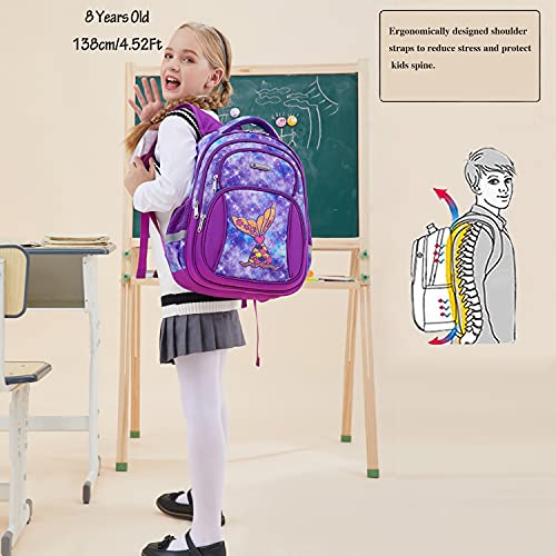 Cusangel School Bookbag, Durable Cute Multi Compartment Preschool Primary Backpack for Boys Girls