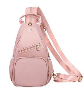 evancary small sling backpack for women, multi-functional crossbody sling bags for travel sports running pink