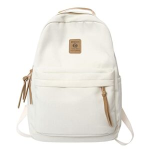 minimalist aesthetic backpack solid preppy backpack light academia aesthetic backpack back to school backpack supplies (white)