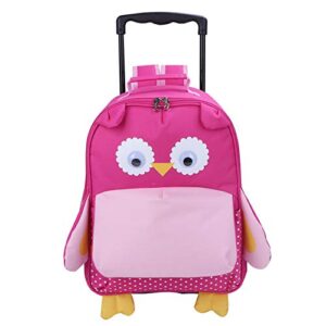 yodo zoo 3-way kids suitcase luggage or toddler rolling backpack with wheels, medium owl