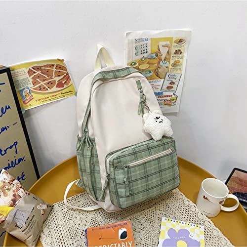 MadGrandeur Aesthetic Backpack Kawaii Backpack Sage Green Backpack for Girls Teens Preppy School Supplies Aesthetic Daypack (Sage Green)