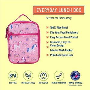 Wildkin Day2Day Backpack, Lunch Box Bag with Nap Mat Bundle (Rainbow Unicorns)