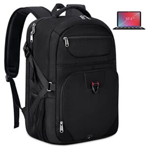 laptop backpack 17 inch tsa friendly travel backpack for men & women large waterproof business college school bookbag gaming computer backpack with usb charging hole & rfid blocking pocket, black