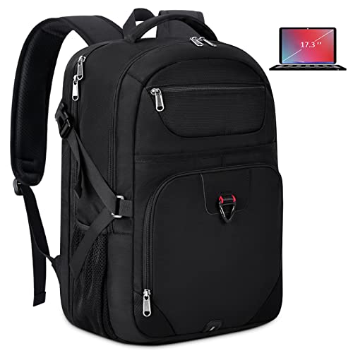 Laptop Backpack 17 Inch TSA Friendly Travel Backpack for Men & Women Large Waterproof Business College School Bookbag Gaming Computer Backpack with USB Charging Hole & RFID Blocking Pocket, Black