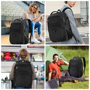 Laptop Backpack 17 Inch TSA Friendly Travel Backpack for Men & Women Large Waterproof Business College School Bookbag Gaming Computer Backpack with USB Charging Hole & RFID Blocking Pocket, Black