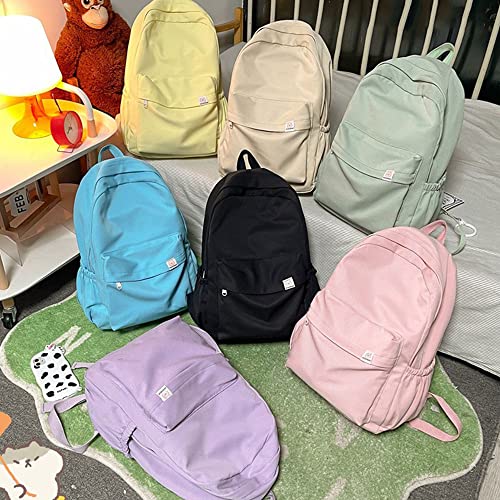 Eagerrich Aesthetic Backpack Cute Kawaii Backpack School Supplies Laptop Bag for Teens Girls Women Students Solid Color