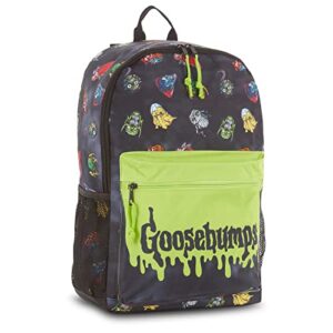 goosebumps horror mask allover backpack monsters and zombies r.l. stine knapsack for boys, girls, adults (black)
