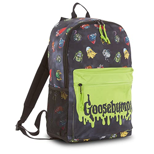 Goosebumps Horror Mask Allover Backpack Monsters and Zombies R.L. Stine Knapsack for Boys, Girls, Adults (Black)