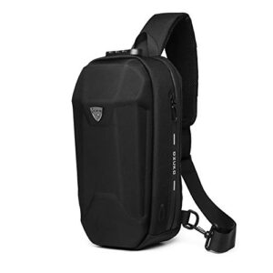 anti theft sling bag crossbody shoulder bags for men waterproof sling chest backpack with usb charging port lightweight travel daypack (black)