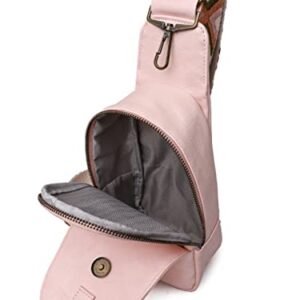 Sling Bag for Women Crossbody Fanny Packs Guitar Strap Bum Chest PU Leather Backpack Small Daypack Shoulder Satchel