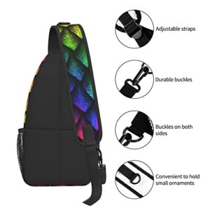 Dragon Scale Animal Skin Sling Bag For Women Men,Animal Print Crossbody Shoulder Bags Casual Sling Backpack Chest Bag Travel Hiking Daypack For Outdoor