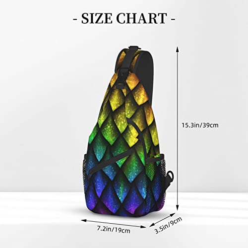 Dragon Scale Animal Skin Sling Bag For Women Men,Animal Print Crossbody Shoulder Bags Casual Sling Backpack Chest Bag Travel Hiking Daypack For Outdoor