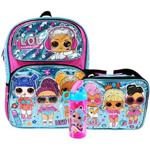 koola lol 16” large school backpack with lunch bag and sullivan water bottle bundle | lol backpacks for girls | lol remix | lol water bottle