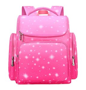 qiuhome cute school backpack for girls with chest strap (14inch, rose red)