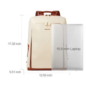 BOSTANTEN Leather Laptop Backpack, 15.6 inch Computer Bakpack Large Capacity Business Work Travel Bag for Women＆Men