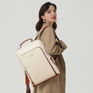 BOSTANTEN Leather Laptop Backpack, 15.6 inch Computer Bakpack Large Capacity Business Work Travel Bag for Women＆Men
