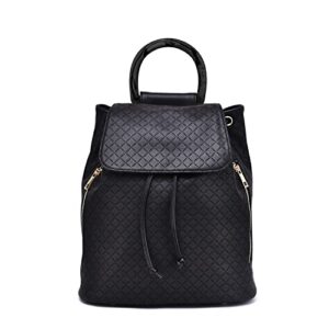 Mellow World Jordana Diamond Quilted Resin Handle Backpack for Women Black