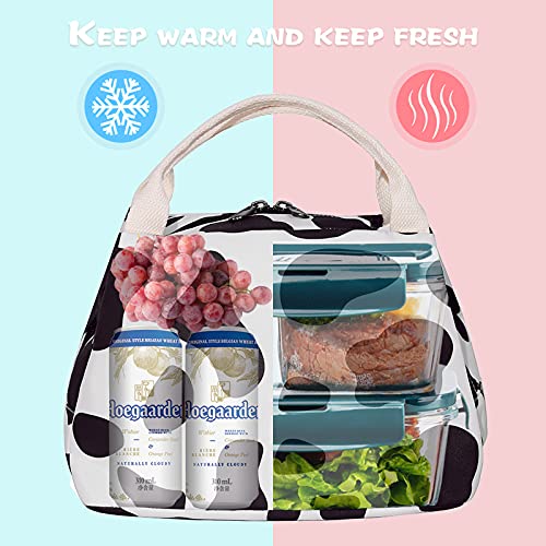 Cow Print School Bag Set, Junlion Laptop Backpack Lunch Bag Pencil Case White