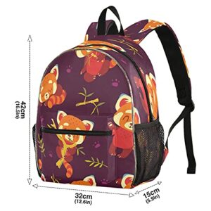 xigua Red Panda Print Backpack with LED Light Strip, Luminous Casual Daypacks Outdoor Sports Rucksack School Shoulder Bag for Boys Girls Teens