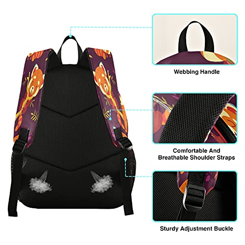 xigua Red Panda Print Backpack with LED Light Strip, Luminous Casual Daypacks Outdoor Sports Rucksack School Shoulder Bag for Boys Girls Teens