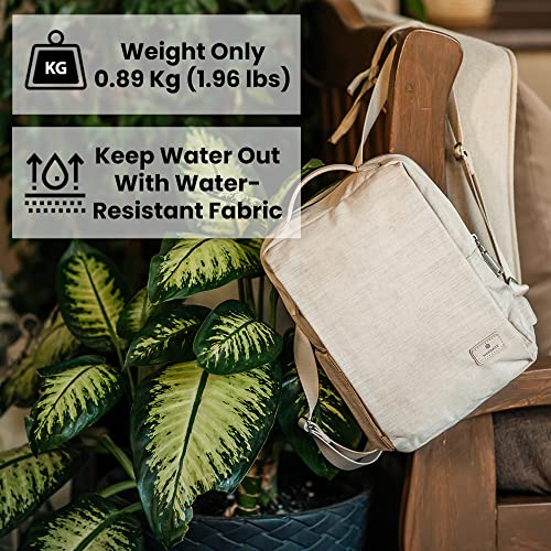 Nordace Siena II Mini Smart Travel Backpack for Women with USB Charging Port, Water Resistant - Durable Laptop Bookbag for Everyday, College, Work, School (Beige)