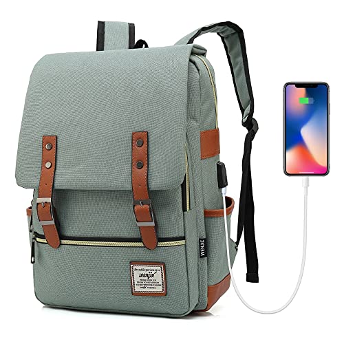 Beejirm Vintage Slim Backpack, laptop Vintage Backpack, Womens Back Pack for Travelling Casual Vintage School Backpack With Usb Charging Port