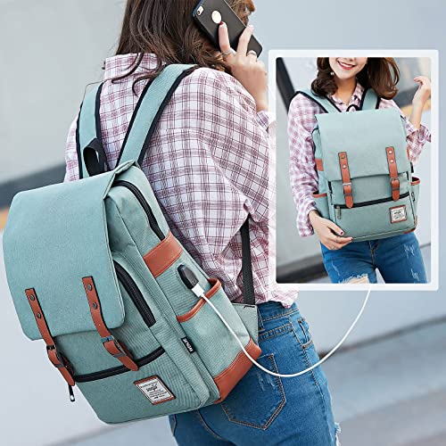 Beejirm Vintage Slim Backpack, laptop Vintage Backpack, Womens Back Pack for Travelling Casual Vintage School Backpack With Usb Charging Port