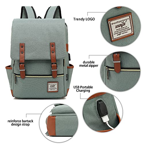 Beejirm Vintage Slim Backpack, laptop Vintage Backpack, Womens Back Pack for Travelling Casual Vintage School Backpack With Usb Charging Port