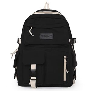 sikiwind women fashion travel canvas contrast color backpack large rucksack (black)