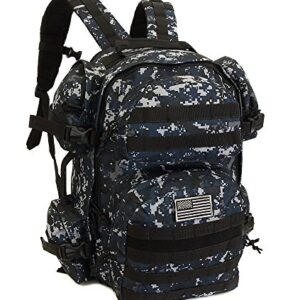 NPUSA Men's Large Expandable Tactical Molle Hydration ReadyBackpack Daypack Bag - ACU Navy Digital Camo