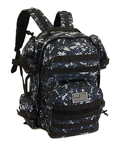 NPUSA Men's Large Expandable Tactical Molle Hydration ReadyBackpack Daypack Bag - ACU Navy Digital Camo