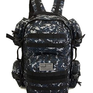 NPUSA Men's Large Expandable Tactical Molle Hydration ReadyBackpack Daypack Bag - ACU Navy Digital Camo