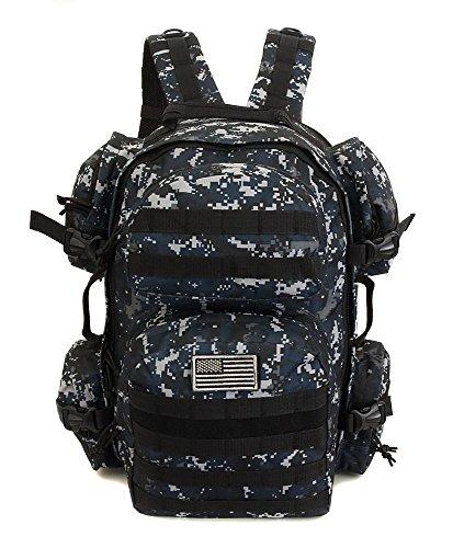 NPUSA Men's Large Expandable Tactical Molle Hydration ReadyBackpack Daypack Bag - ACU Navy Digital Camo