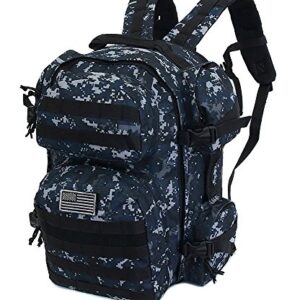 NPUSA Men's Large Expandable Tactical Molle Hydration ReadyBackpack Daypack Bag - ACU Navy Digital Camo