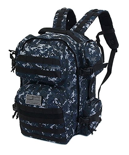 NPUSA Men's Large Expandable Tactical Molle Hydration ReadyBackpack Daypack Bag - ACU Navy Digital Camo