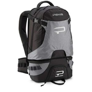paxis high-tech ergonomic fishing and photography backpack – black/grey – capacity: 30 liters