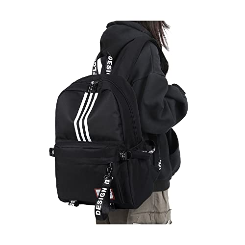 Black High School Backpacks for Teen Girls, Cute Book Bags for boys, College Middle School Student Bag University Backpack, Lightweight Travel Rucksack Casual Daypack Laptop Backpacks for Men Women