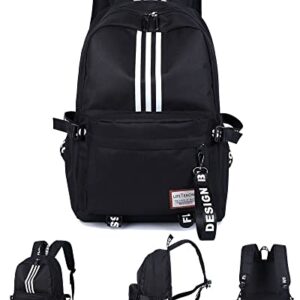 Black High School Backpacks for Teen Girls, Cute Book Bags for boys, College Middle School Student Bag University Backpack, Lightweight Travel Rucksack Casual Daypack Laptop Backpacks for Men Women