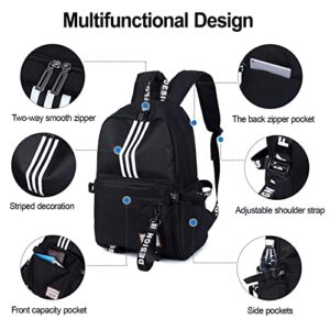 Black High School Backpacks for Teen Girls, Cute Book Bags for boys, College Middle School Student Bag University Backpack, Lightweight Travel Rucksack Casual Daypack Laptop Backpacks for Men Women