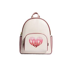 coach court backpack with stripe heart motif, pebble leather – striped heart motif – chalk multi, one size, (ca246-imcah)