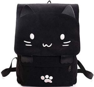 cute canvas cat print backpack lightweight travel rucksack