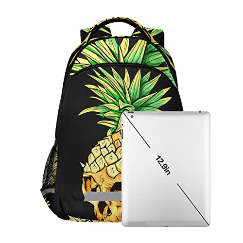 Glaphy Pineapple Skull Backpack Laptop School Book Bags Lightweight Daypack for Men Women Kids