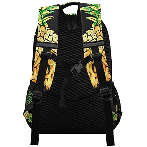 Glaphy Pineapple Skull Backpack Laptop School Book Bags Lightweight Daypack for Men Women Kids