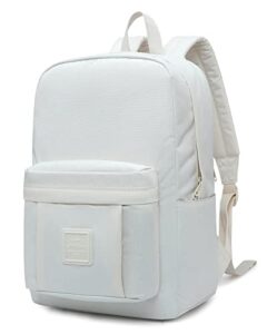 hotstyle 599s simple backpack, classic bookbag with multi pockets, durable for school & travel, beige