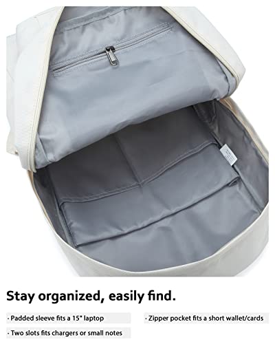 HotStyle 599s Simple Backpack, Classic Bookbag with Multi Pockets, Durable for School & Travel, Beige