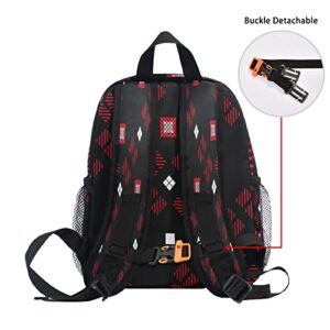 Diagonal Checkered Red Black Backpack Kids Backpack for Boys and Girls Toddler Backpack Waterproof Preschool