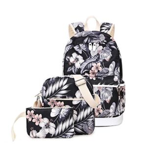 joymoze school backpack for girl cute backpack set 3 pieces for women floral