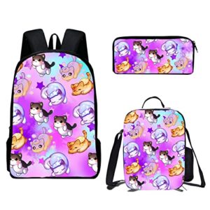 dwondfort fashion aphmau backpack combination with lunch bag pencil bag travel schoolbag (backpack-1)